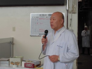 2015年7月28日(火)　(株)徳屋グループ牛枝肉共励会　セリ前　株式会社徳屋グループ・中尾社長あいさつ