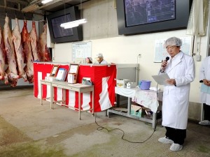 2018年7月3日(火)　観音寺市・三豊市牛枝肉共励会　セリ前　観音寺市三豊市牛枝肉推進協議会・白川会長あいさつ