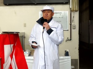 2025年2月7日(金)　兵庫県地域ブランド牛枝肉共励会　セリ前　神戸肉流通推進協議会事務局・全農兵庫県本部　桐山副本部長あいさつ