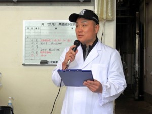 2025年4月11日金)　公益財団法人加古川食肉公社牛枝肉共励会　せり前　公益財団法人加古川食肉公社・大浦理事長あいさつ