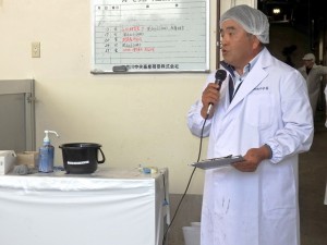 2025年6月13日(金)　長門大津肥牛部会枝肉研究会　せり前　長門大津肥牛部会・大汐部会長あいさつ