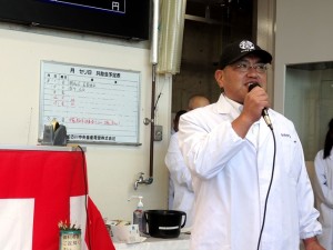 2025年7月25日(金)　夏季加古川中畜牛枝肉共励会　セリ前　加古川中央畜産荷受㈱ 平井社長あいさつ